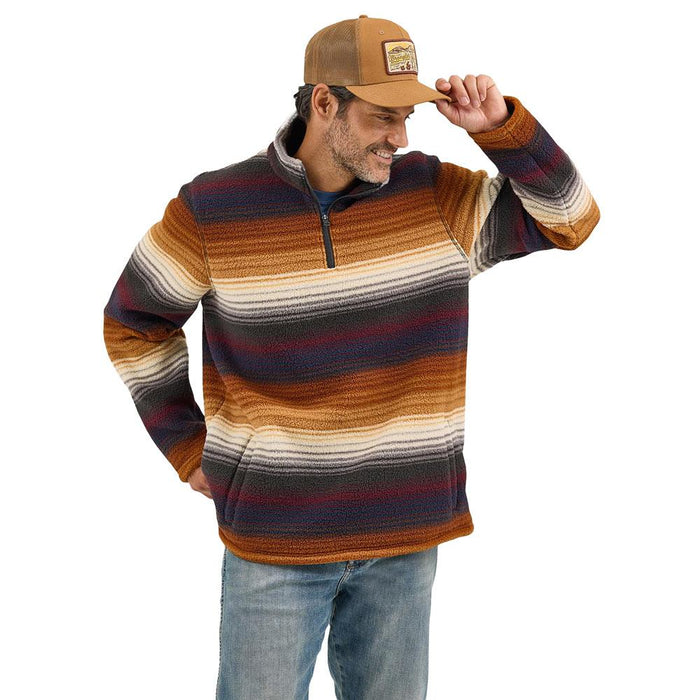 Men's Striped Quarter Zip Sherpa Pullover