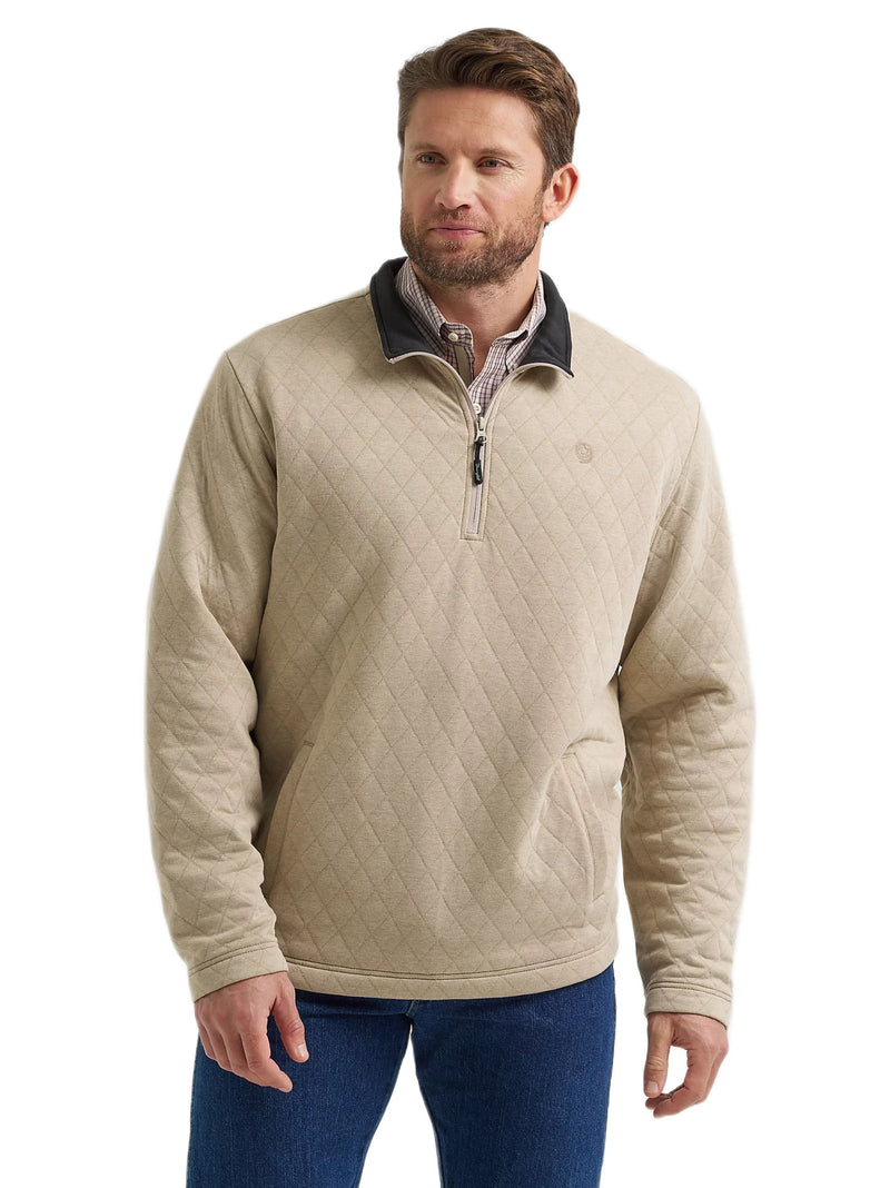 Men's George Strait Quarter Zip Quilted Tan Pullover