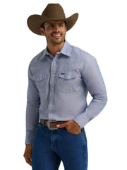 Men's Cowboy Cut Western Chambray Snap Long Sleeve Work Shirt
