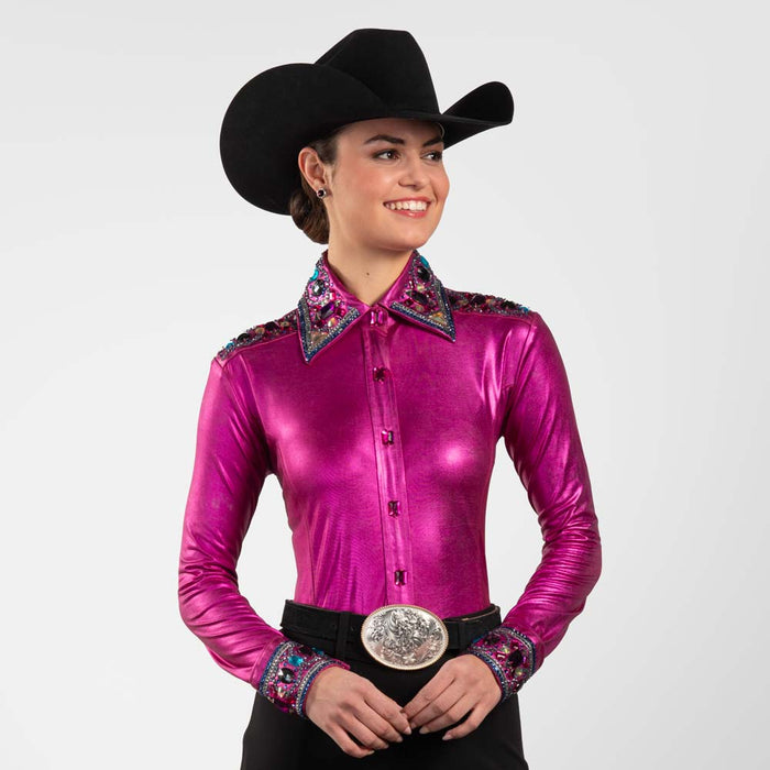 Pink Blaze Metallic Show Blouse