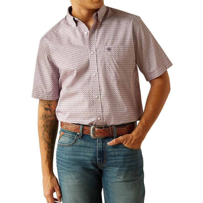Men's Wrinkle Free Rafael Lilac Short Sleeve Shirt