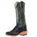 Women`s Ride Ready Black Full Quill Ostrich 13In Green Velvet Kidskin Lustre Top Boot