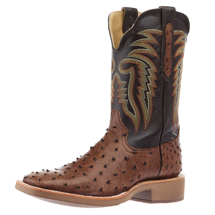 Men's Kango Tobac Full Quill Ostrich Vamp 11in Chocolate Mestizo Top