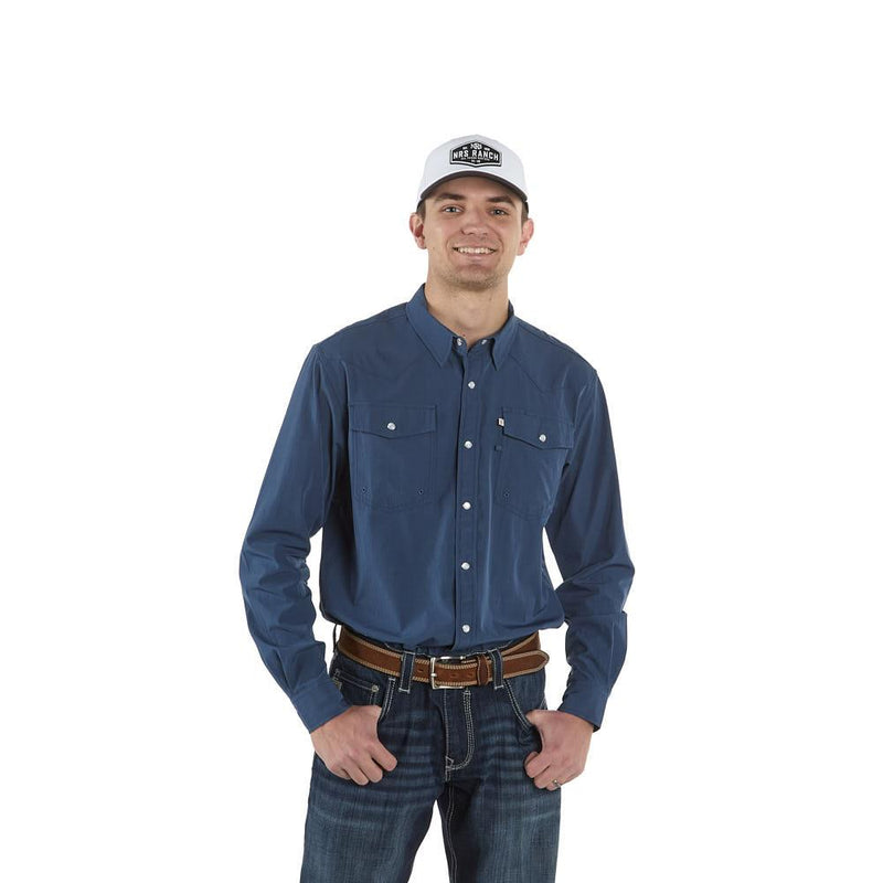 Sand Hill Ranch Men's Dusty Blue Core Long Sleeve Snap Shirt, M