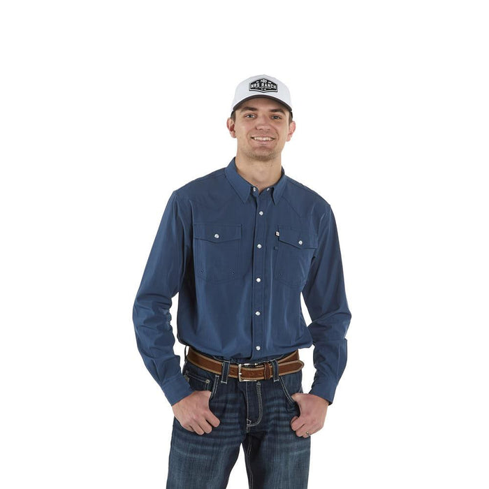 Sand Hill Ranch Men's Dusty Blue Core Long Sleeve Snap Shirt, XL