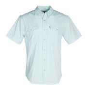 Men's Blue Pinstripe Short Sleeve Snap Shirt