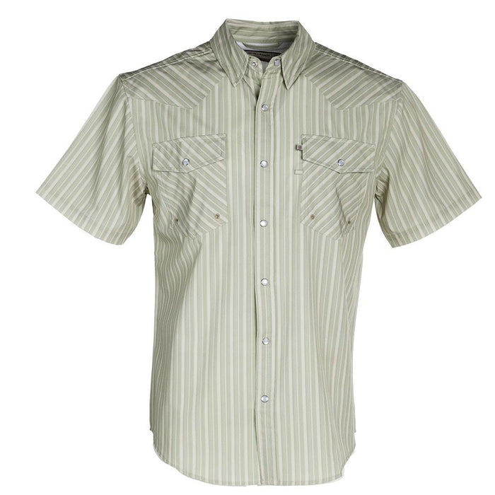 Men's Earth Tone Stripe Short Sleeve Snap Shirt