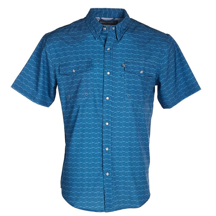 Men's Blue Triangles Short Sleeve Snap Shirt