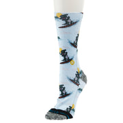 Unisex Surfing Santa Blue Crew Socks