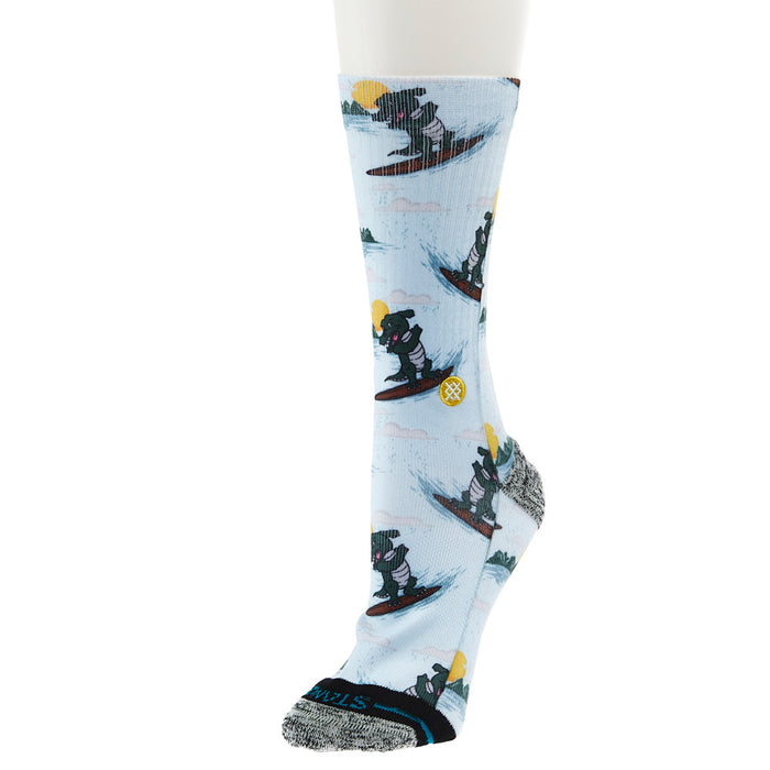 Unisex Surfing Santa Blue Crew Socks
