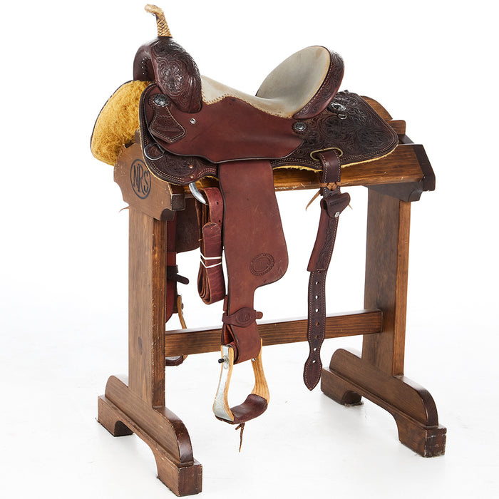 Used 13.5in Chocolate Jay Flower Barrel Saddle