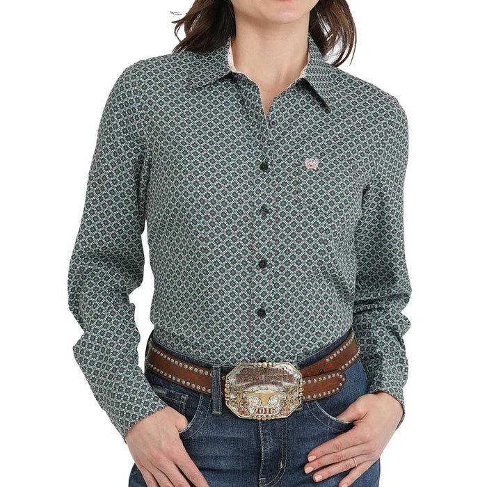 Women's Grey Geo Print Top