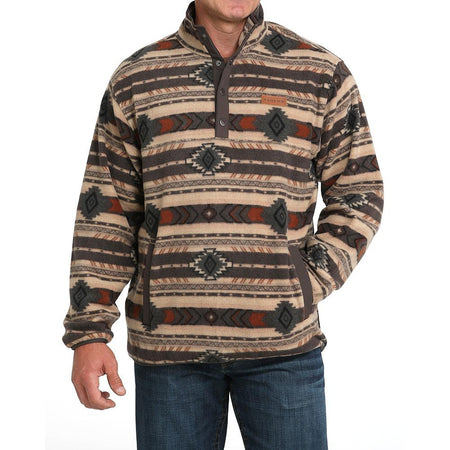 Cinch Men's Brown Aztec Fleece Pull Over