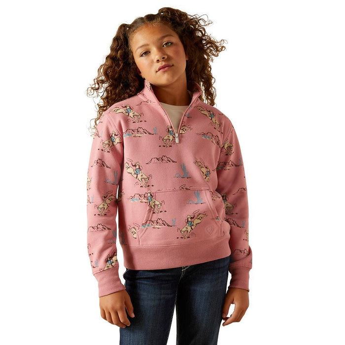 Girl's Bronc Scene 1/4 Zip Sweatshirt