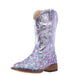 Kids Glitter Bloom lavender Square Toe Boot