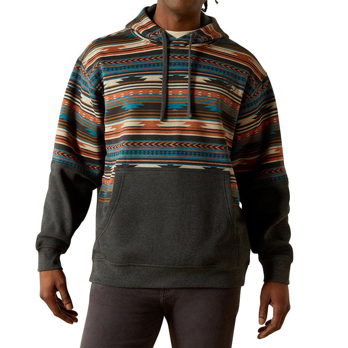 Men's Rust Serape Color Block Hoodie
