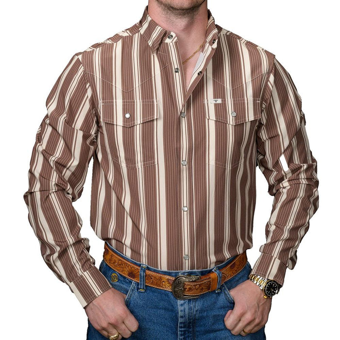 Men's Brown Striped Atlas Long Sleeve Shirt