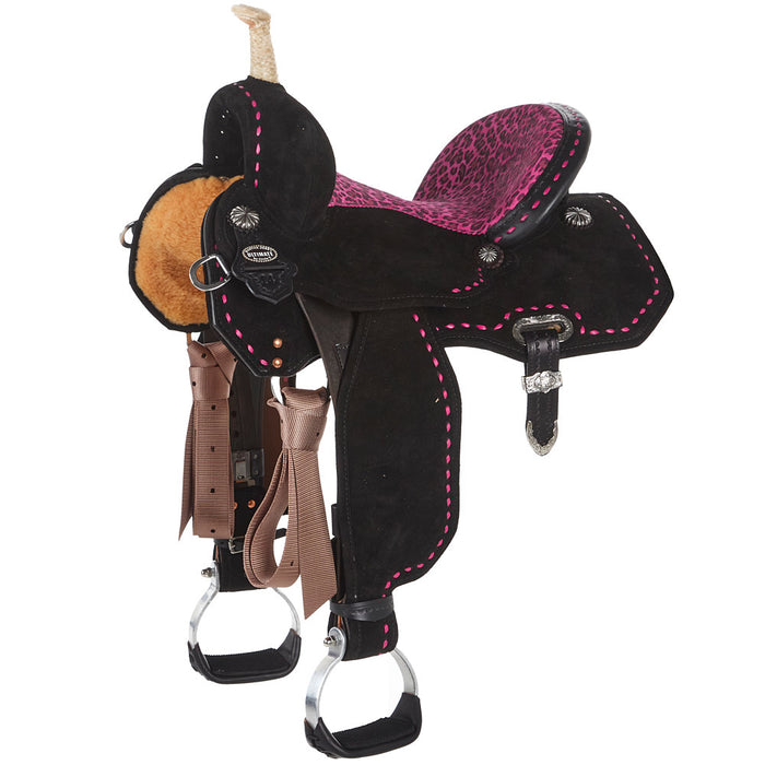 Josey Mitchell 14in Hot Pink Cheetah Wide Barrel Saddle