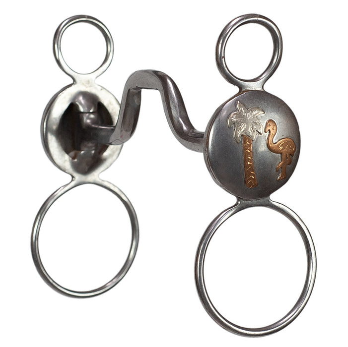 Large Concho Square Port Globe Bit - Flamingo & Palm Tree
