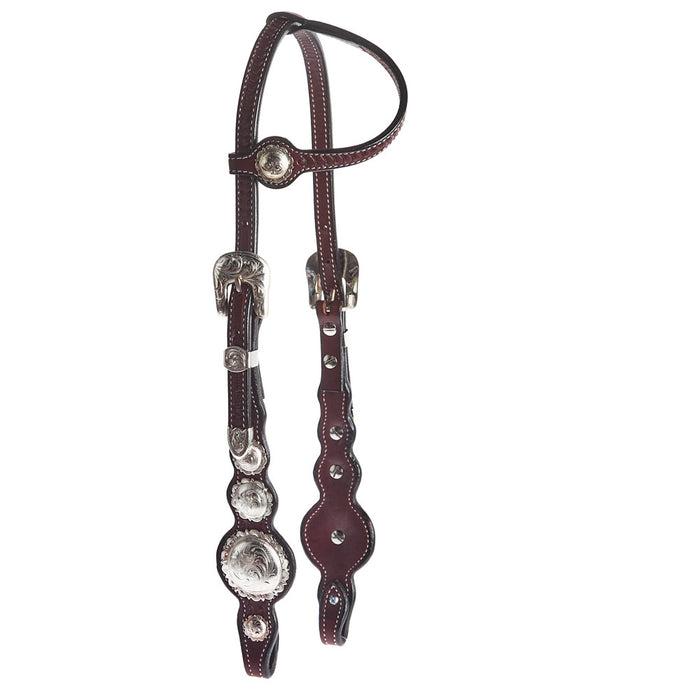 Silver Concho Basket Stamp Single Ear Show Headstall