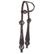 Single Ear Basket Stamped Antique Silver Show Headstall