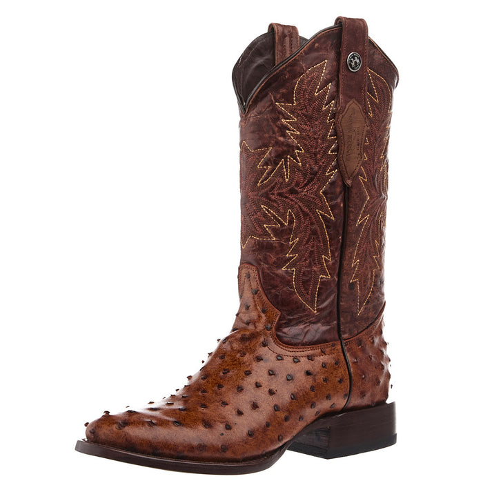 Rustic Cognac Ostrich Print Vamp 13in Brown Top