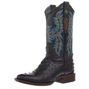 Men's Matte Black Ostrich Print Vamp 13in Black Top