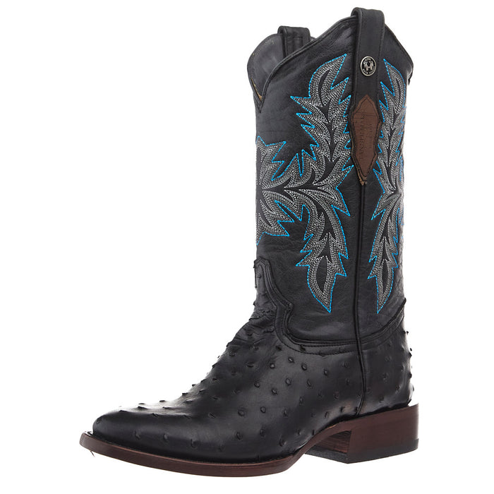 Men's Matte Black Ostrich Print Vamp 13in Black Top