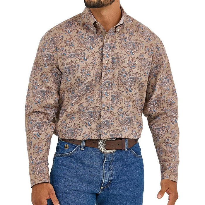 Men's George Strait Brown Paisley Shirt