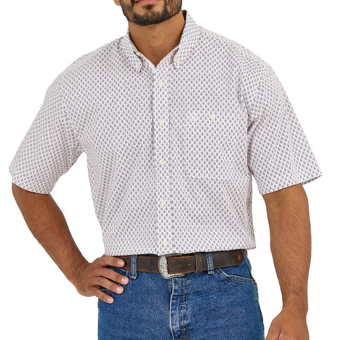 Men's George Strait White and Brown Shirt