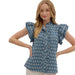 Women's Denim Ruffle Sleeve Top