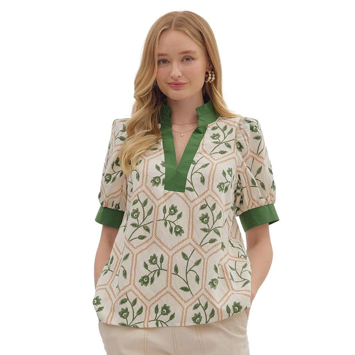 Women's Olive Print Top