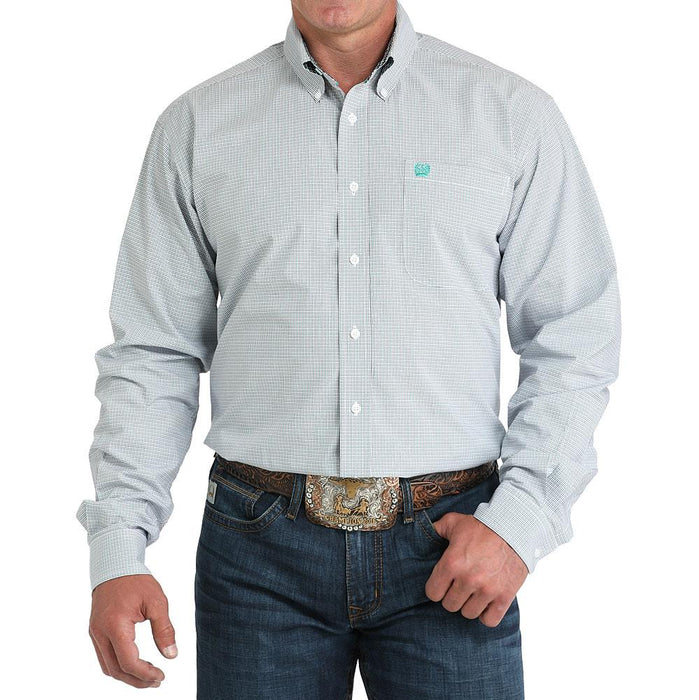 Men's White & Purple Small Check Shirt