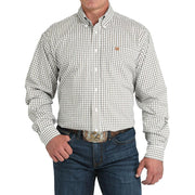Men's White Plaid Print Shirt