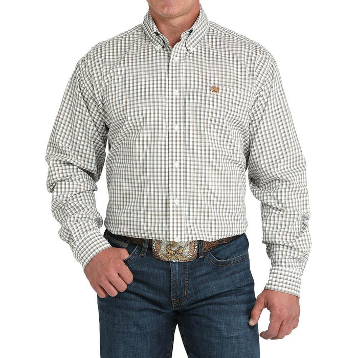 Men's White Plaid Print Shirt