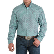 Men's Turquoise Circle Print Shirt