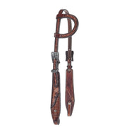 Floral Tooled Genuine Gator Fancy Buckles Single Ear Headstall