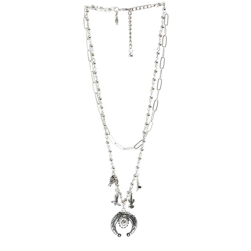 Silver Layered Charm Necklace