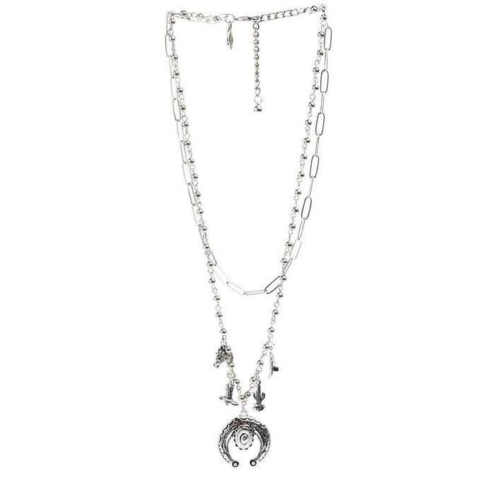 Silver Layered Charm Necklace