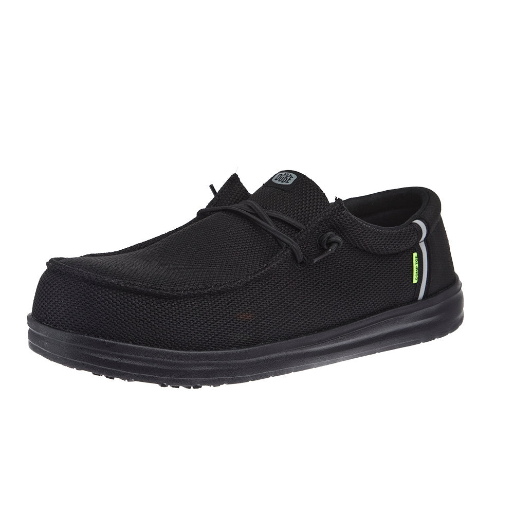 shoです Hey Dude Men`s Wally Work Black Slip On Composite Toe Work Shoe