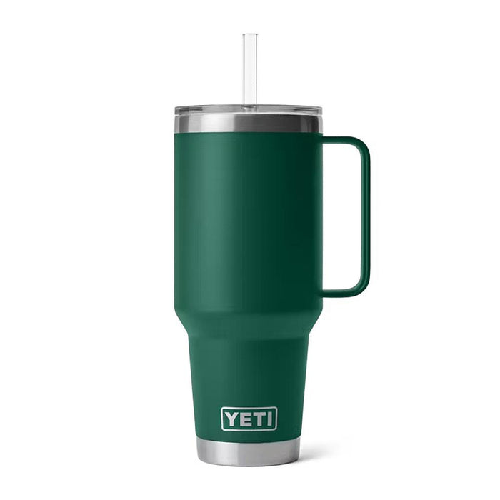 Rambler 42oz Straw Mug Black Forest Green