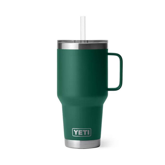 Rambler 35oz Straw Mug Black Forest Green