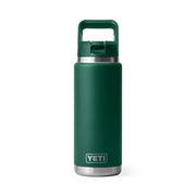 Rambler 26oz Straw Bottle Black Forest Green