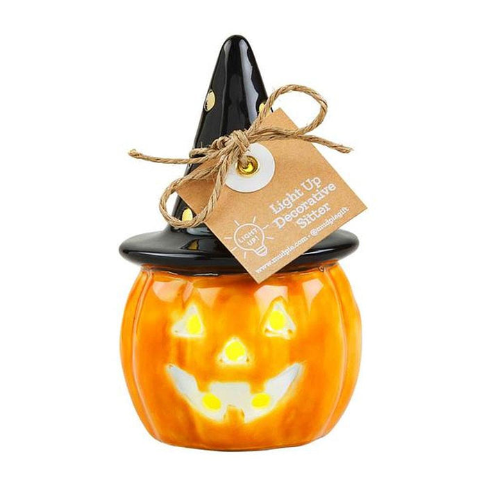 Light Up Witch Jack O Lantern Sitter