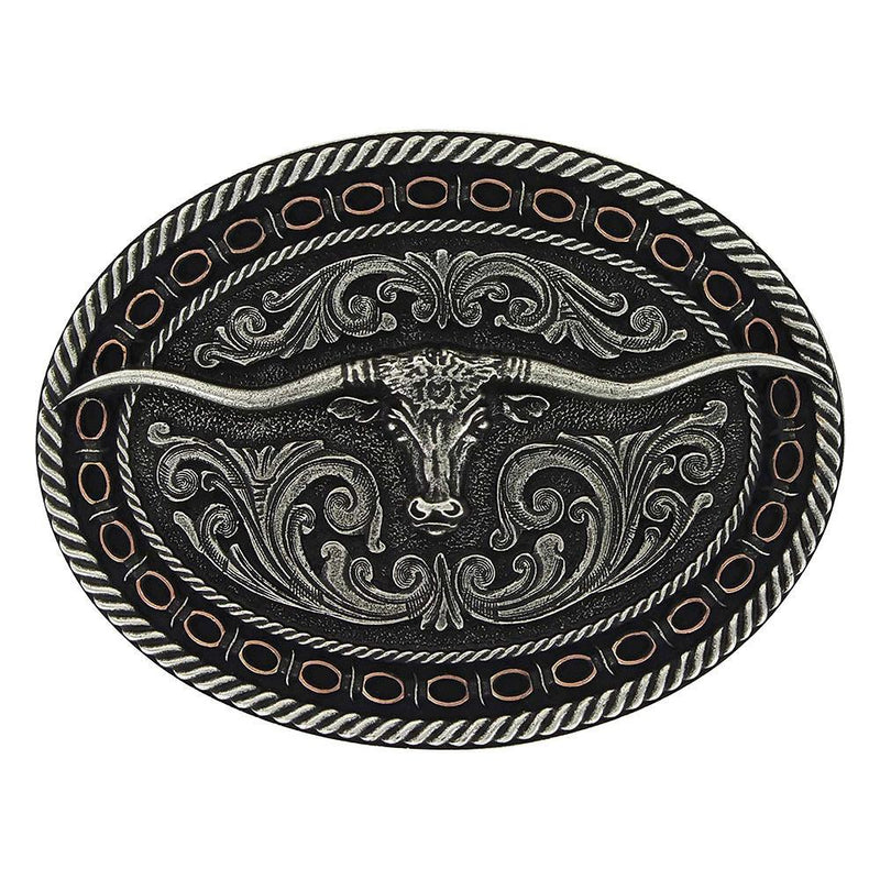Antiqued Barbed Longhorn Attitude Buckle
