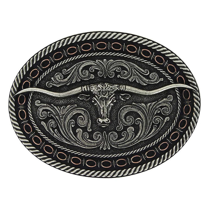 Antiqued Barbed Longhorn Attitude Buckle