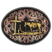 Tri-Tone Christian Cowboy Attitude Buckle