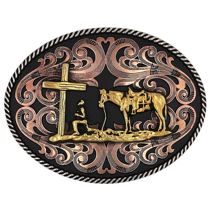 Tri-Tone Christian Cowboy Attitude Buckle