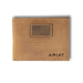 Mens Flag Patch Tan Leather Bifold Wallet