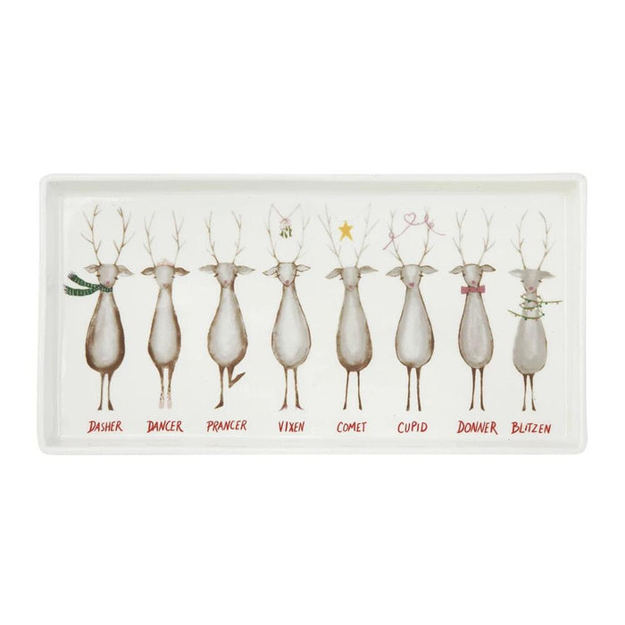 Stoneware Platter w/Santa`s Reindeer